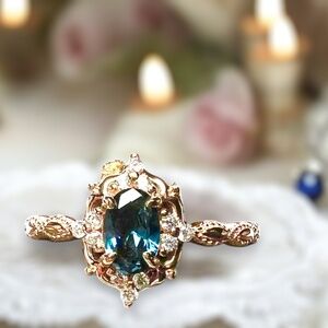 Handmade Solid 10K Rose Gold and Natural London Blue Topaz Ring Size 6